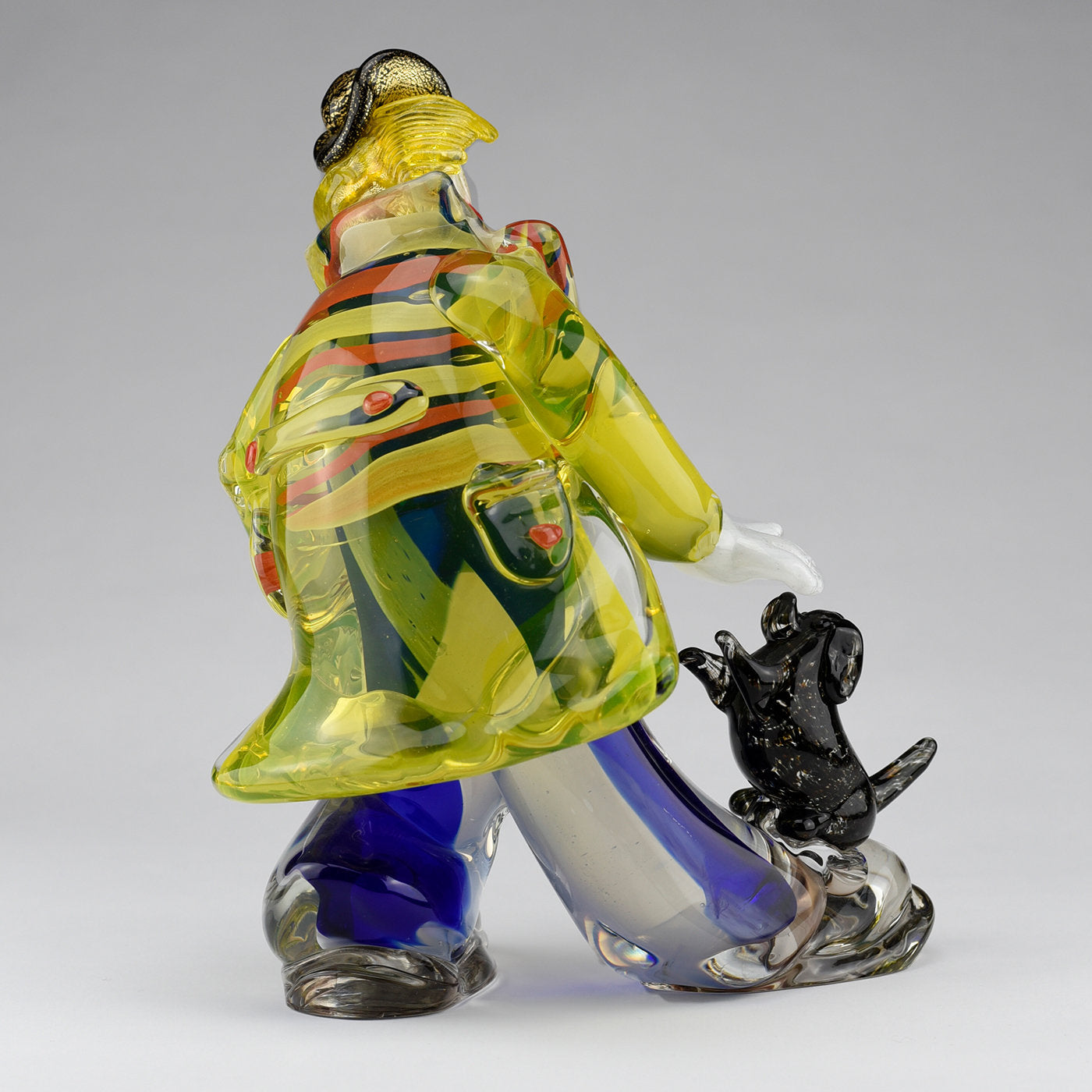 Clown Con Cagnolino Polychrome Glass Sculpture - Alternative view 2