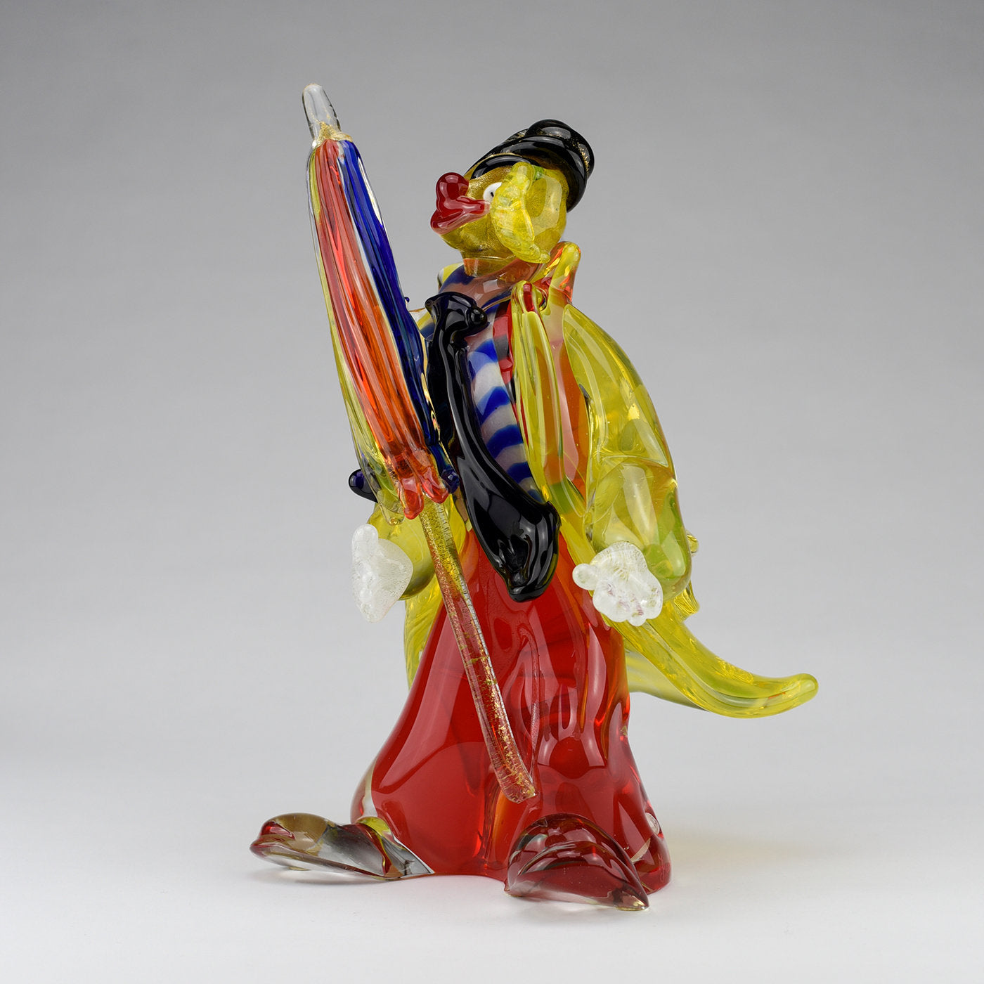 Clown Con Ombrellone Polychrome Glass Sculpture - Alternative view 2