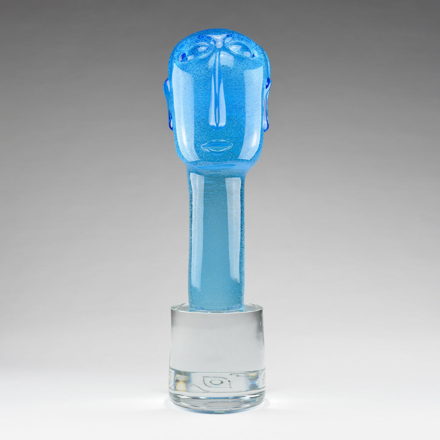 Volto Ovale Light-Blue Glass Sculpture - Alternative view 1