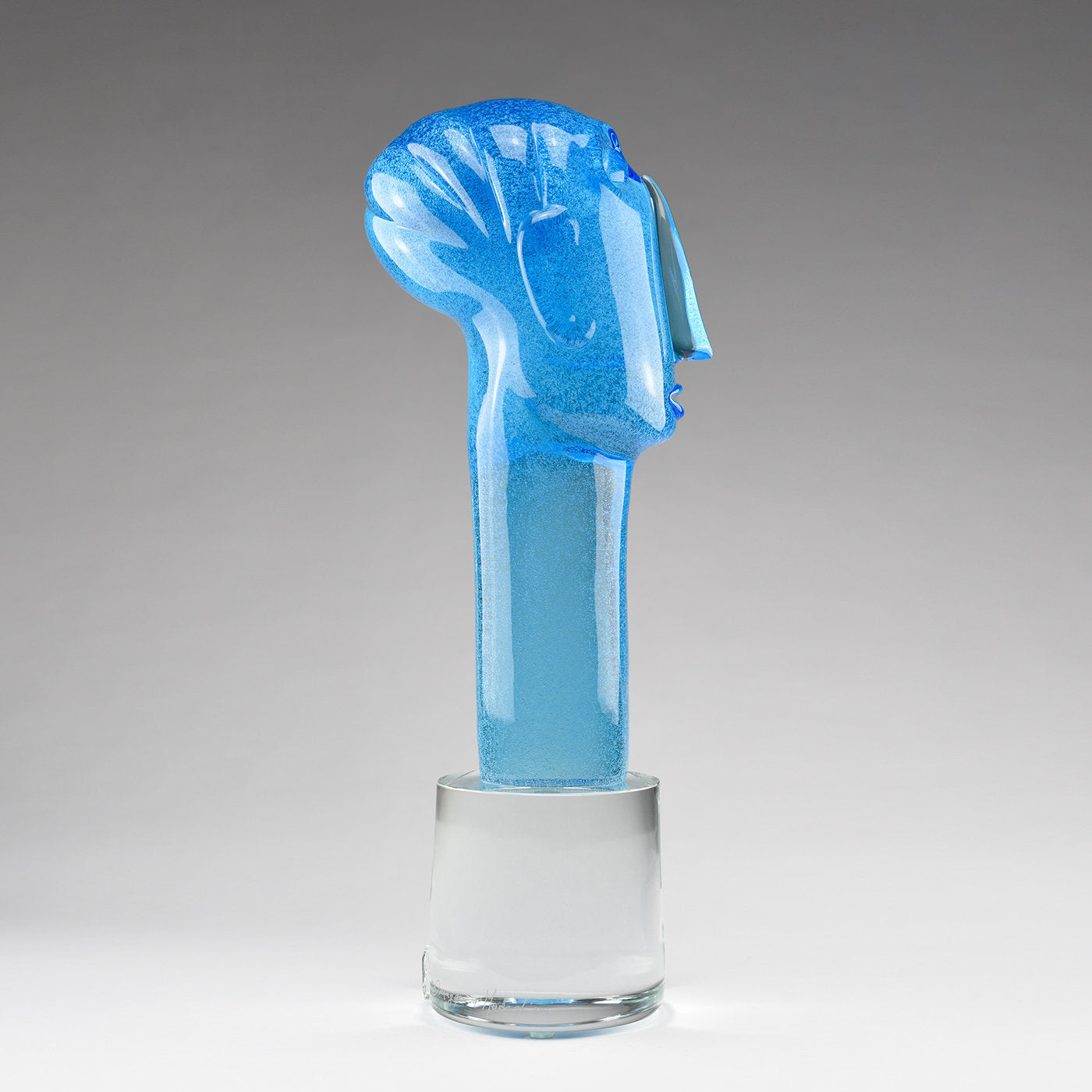 Volto Ovale Light-Blue Glass Sculpture - Alternative view 2