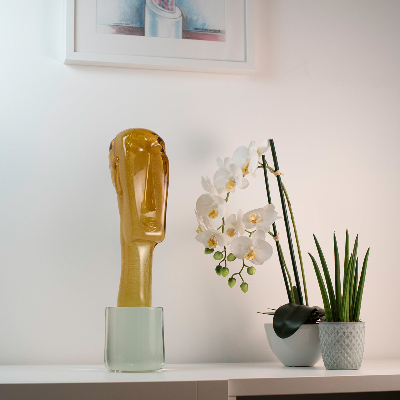 Volto Squadrato Amber Glass Sculpture - Alternative view 3