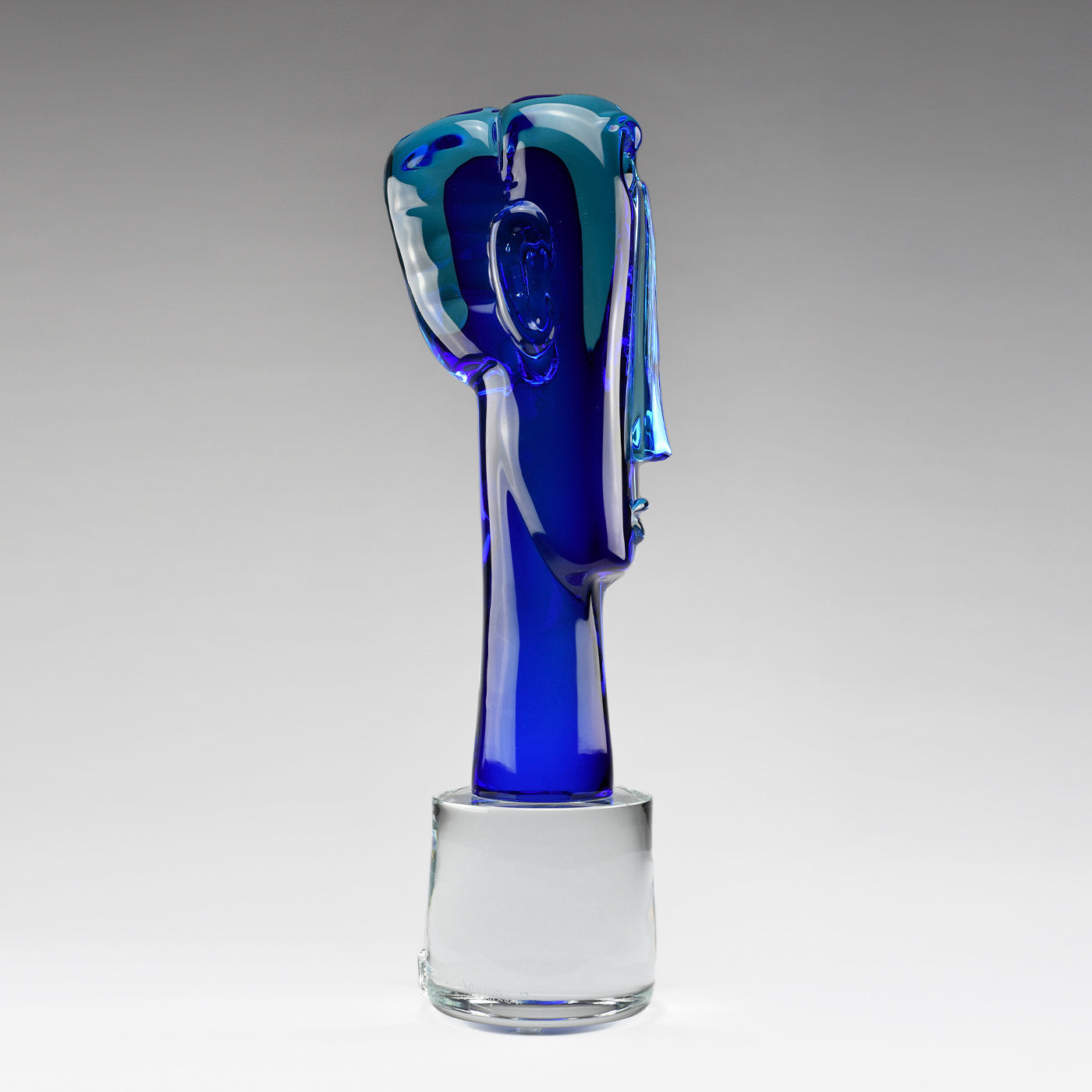 Volto Squadrato Blue Glass Sculpture - Alternative view 2