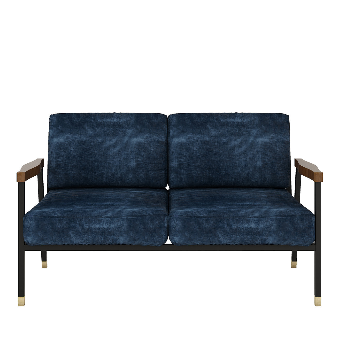 2-Seater Blue Velvet Sofa - Main view