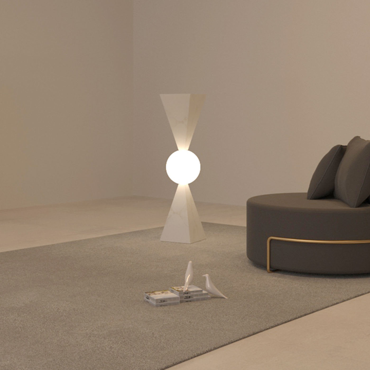 Lampe de table Clessidra en marbre Calacatta doré par sid&amp;sign - Vue alternative 2