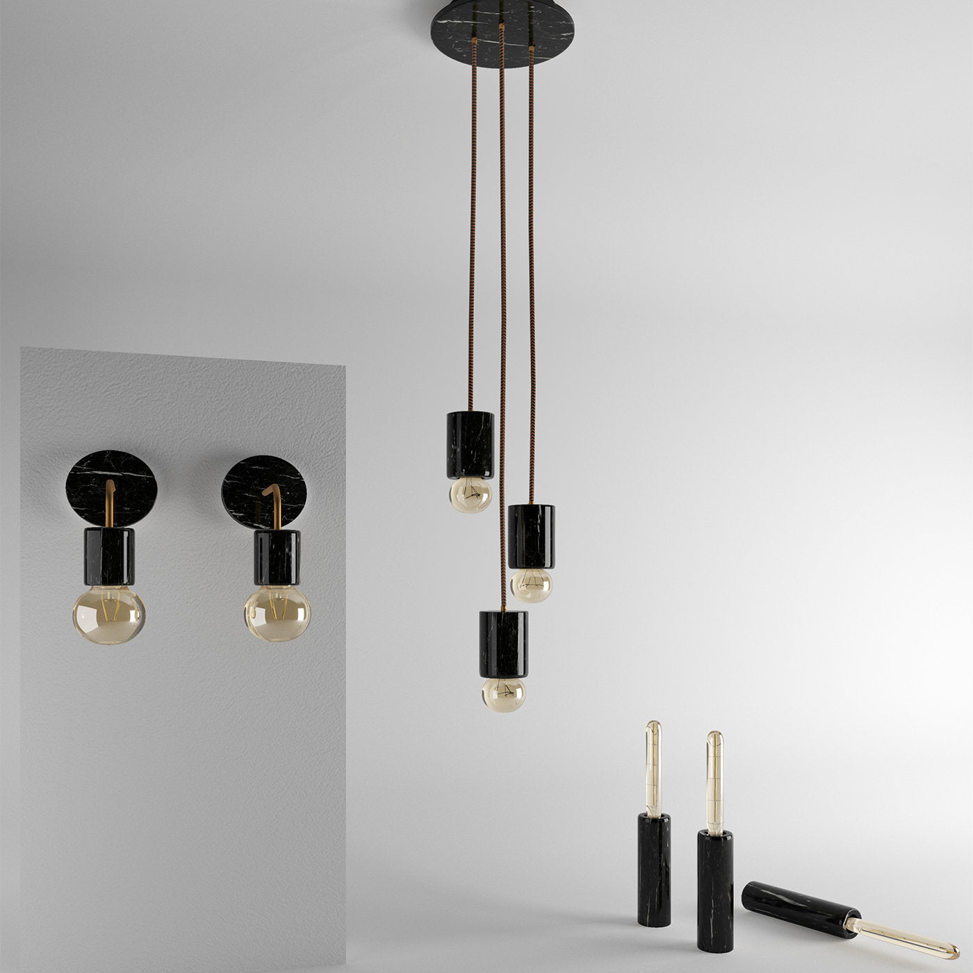 Lámpara de mesa Marquina negra de 3 luces - Vista alternativa 1