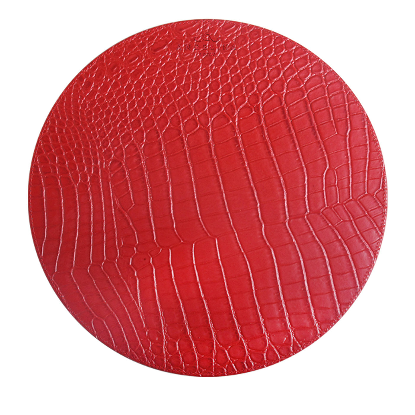 Kenya Small Set of 2 Round Red Leather Placemats - Alternative view 4