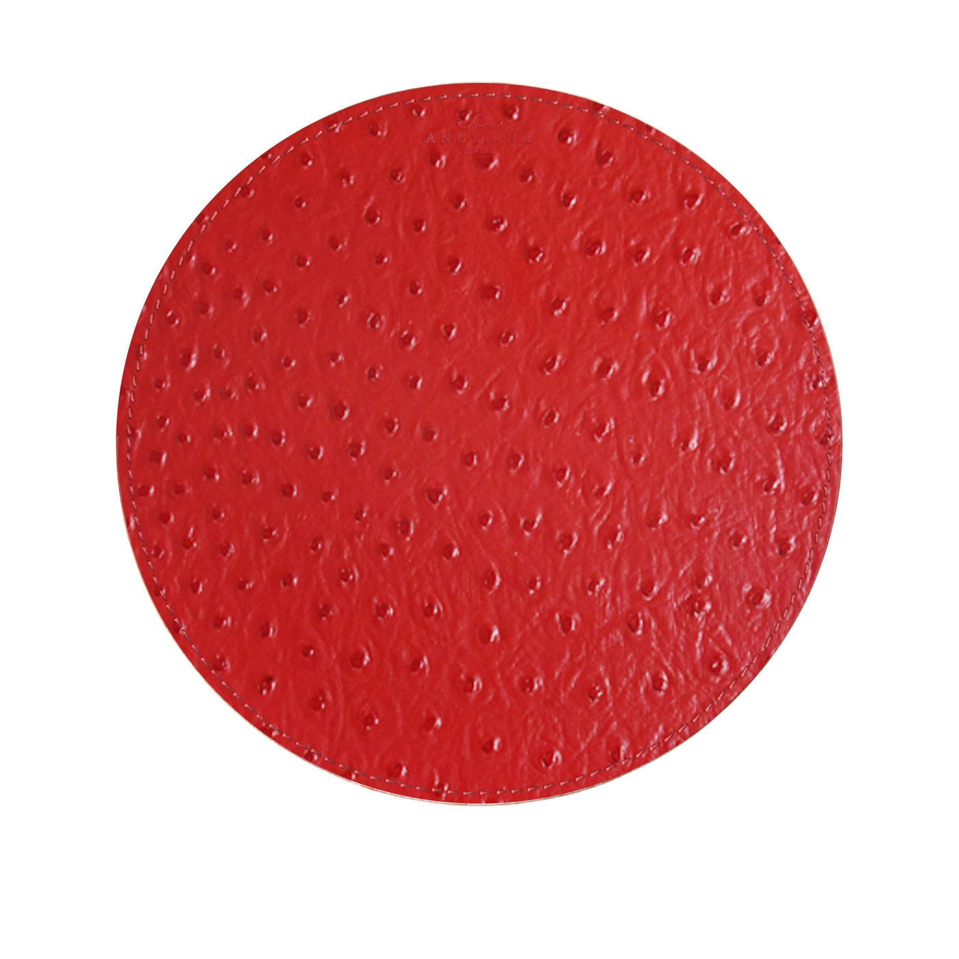 Kenya Medium Set of 2 Round Red Leather Placemats - Alternative view 1
