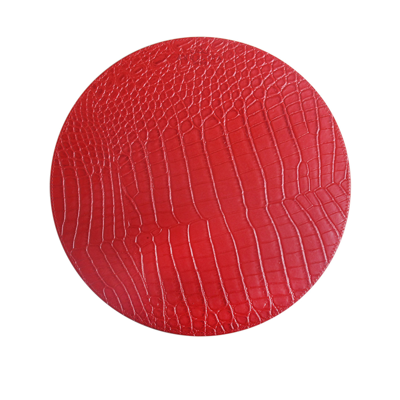 Kenya Medium Set of 2 Round Red Leather Placemats - Alternative view 2