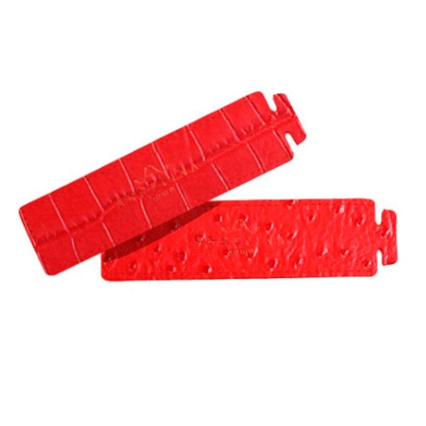 Kenya Medium Set of 2 Round Red Leather Placemats - Alternative view 3
