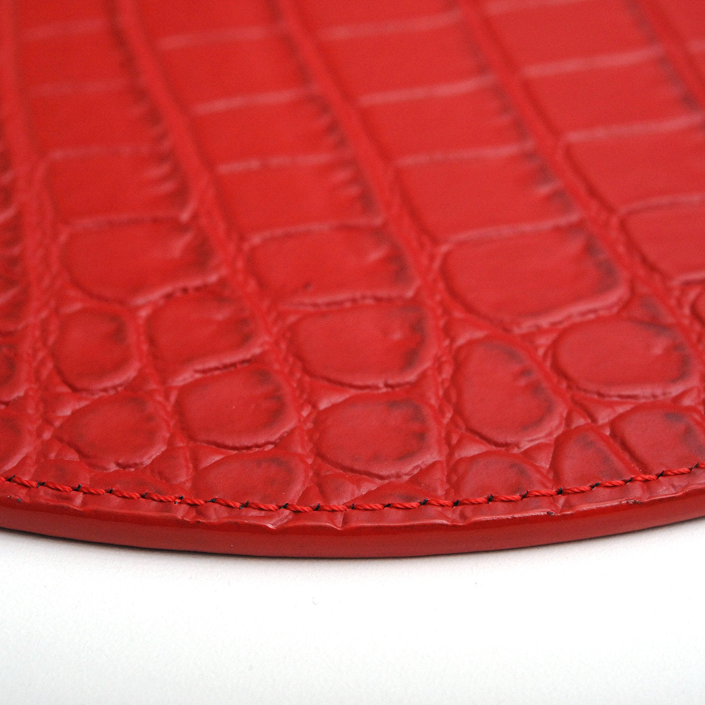 Kenya Medium Set of 2 Round Red Leather Placemats - Alternative view 4