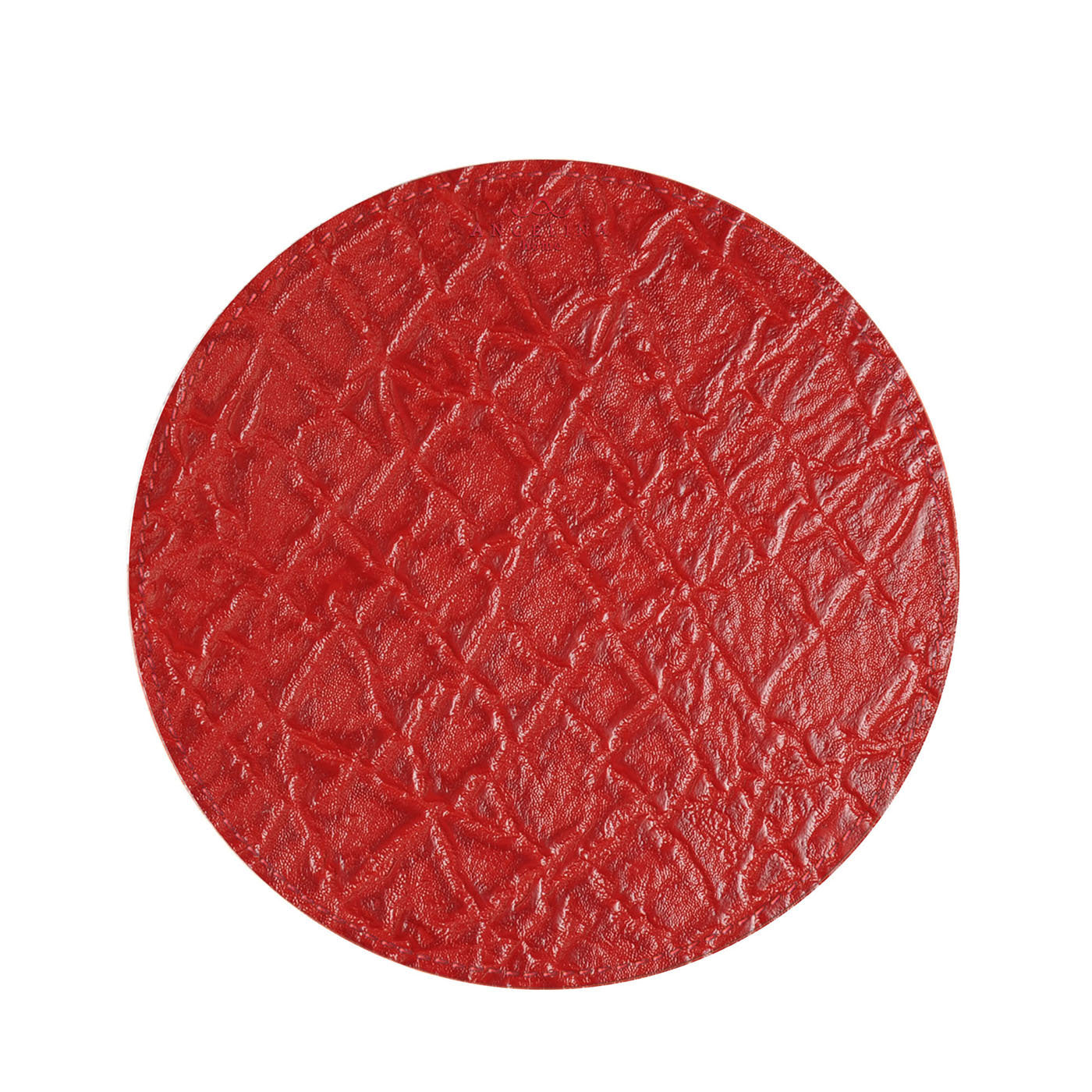 Tanzania Small Set of 2 Round Red Leather Placemats - Alternative view 2