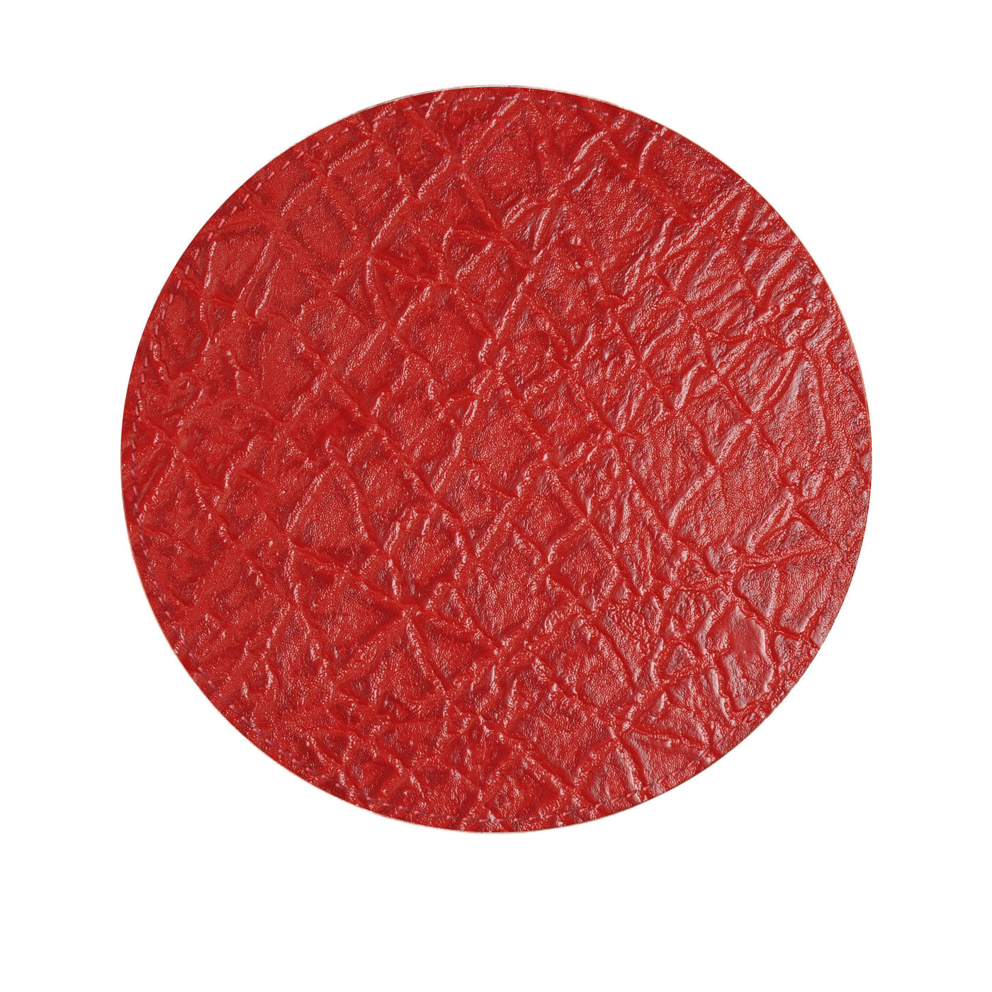 Tanzania Medium Set of 2 Round Red Leather Placemats - Alternative view 2