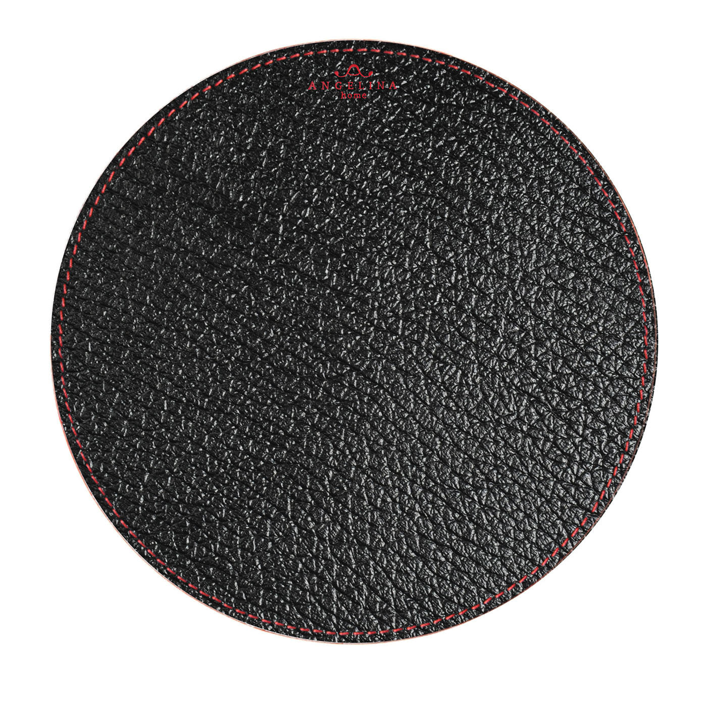 Tanzania Medium Set of 2 Round Black Leather Placemats - Alternative view 1