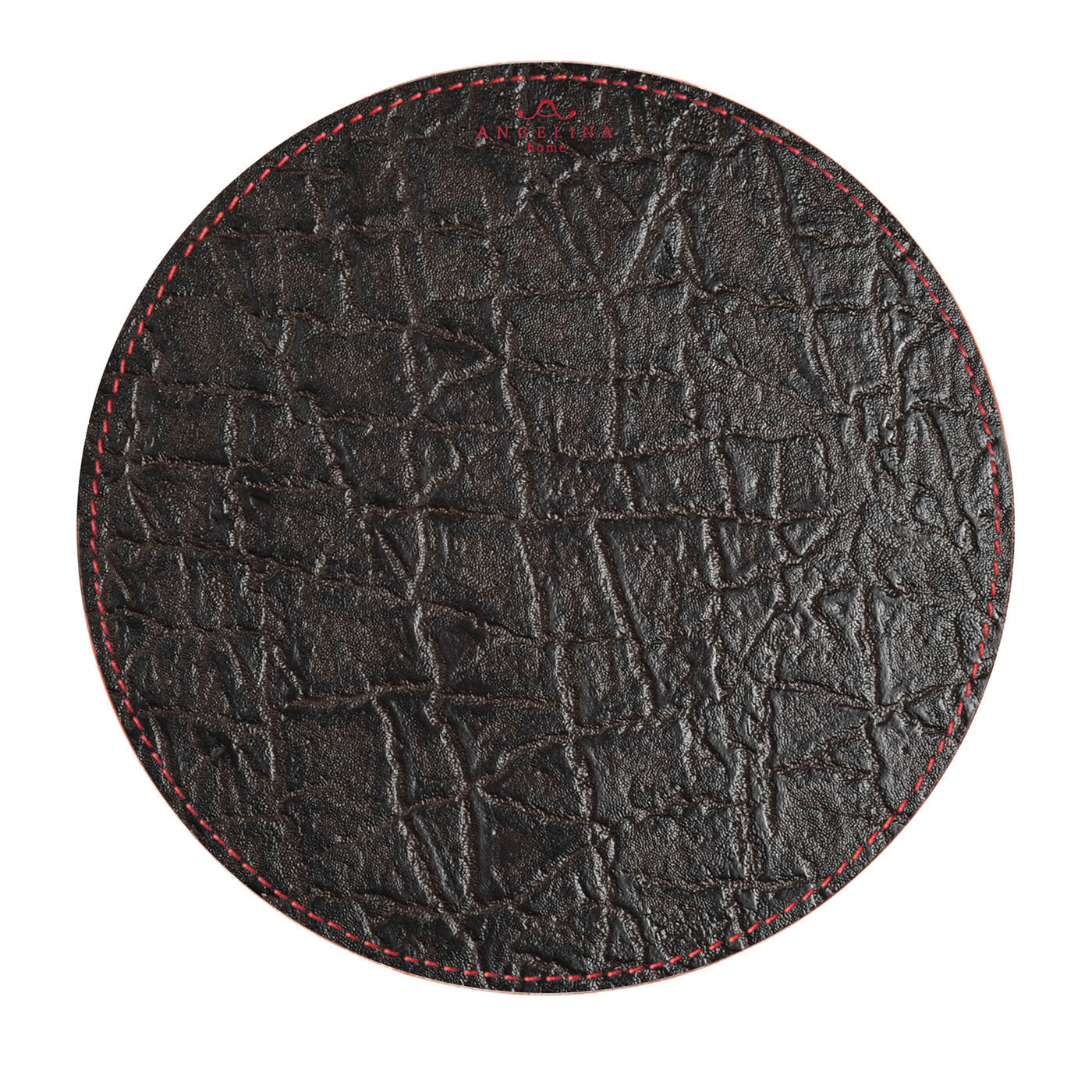 Tanzania Medium Set of 2 Round Black Leather Placemats - Alternative view 2