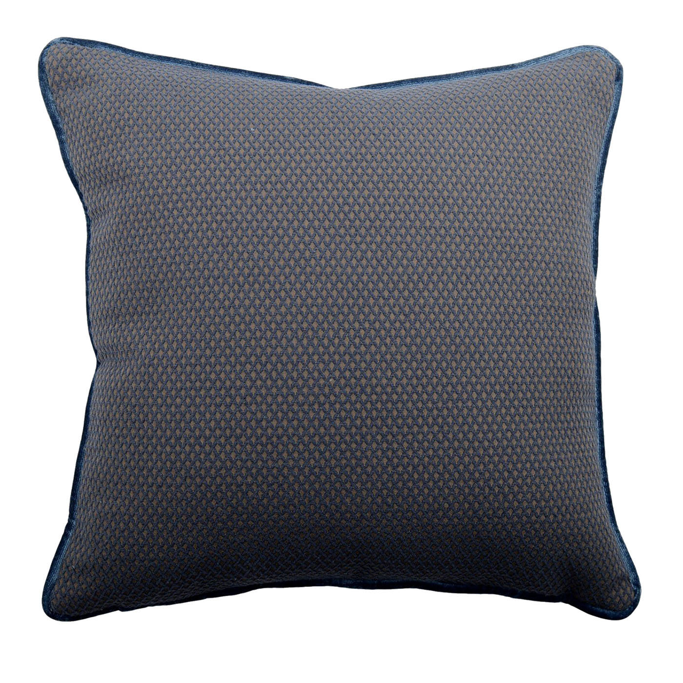 Blue Beige Carré Cushion in false unit jacquard fabric - Main view