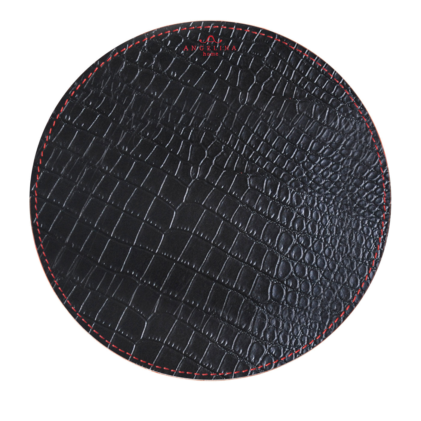 Kenya Small Set of 2 Round Black Leather Placemats - Alternative view 1