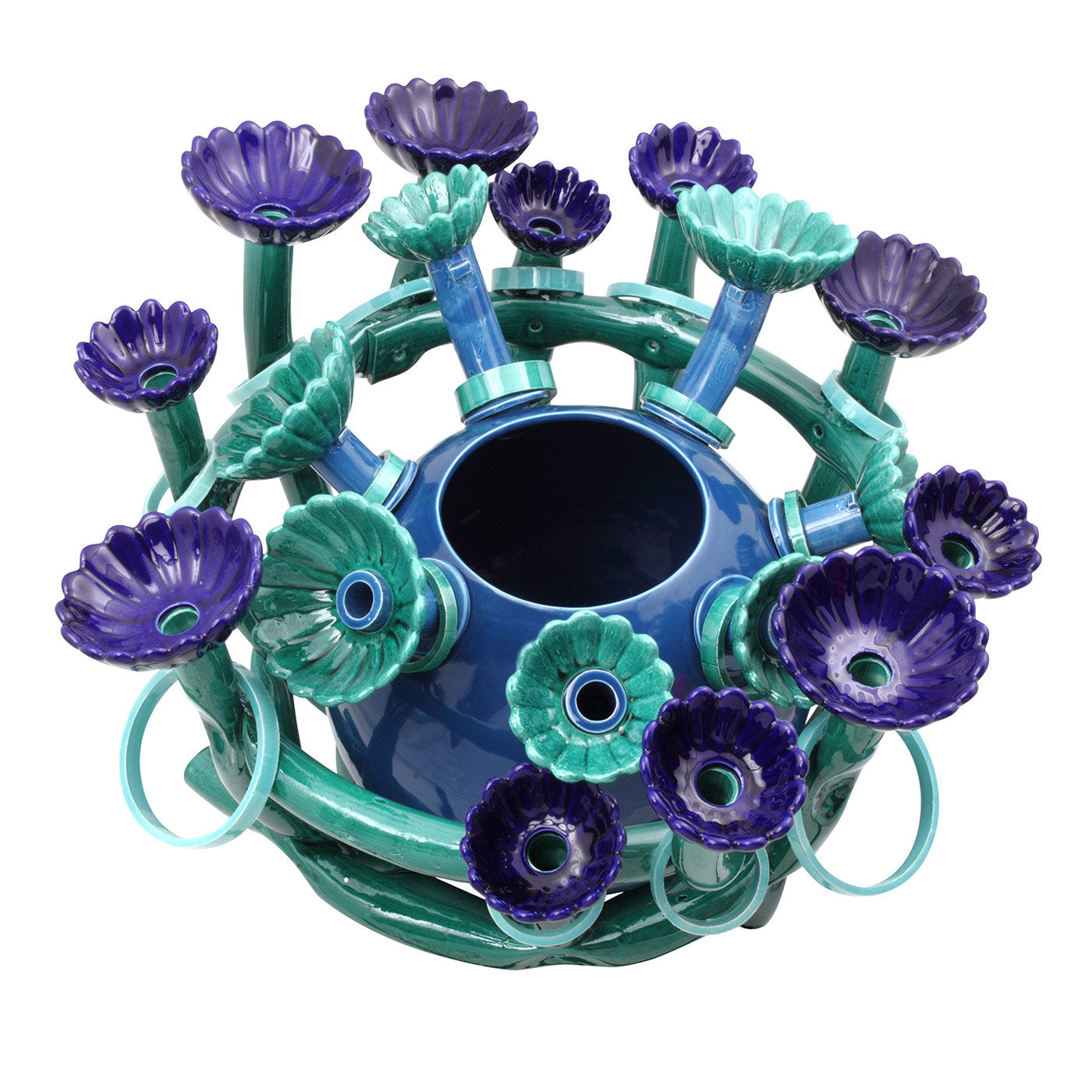 Jarrón escultórico Flora azul - Vista principal