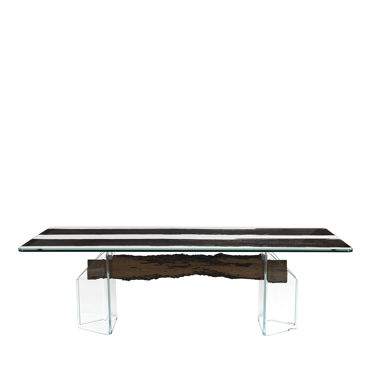Mesa Venezia de cristal y madera en roble negro - Vista principal