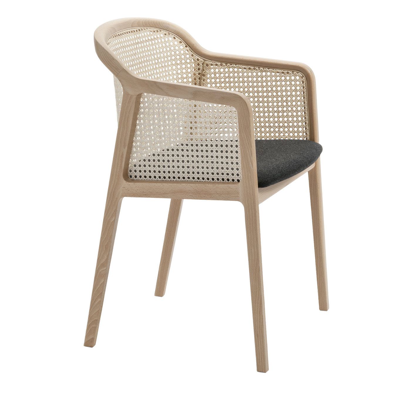 Vienna Straw and Natural Beech Black Wool Dining Chair - Main view