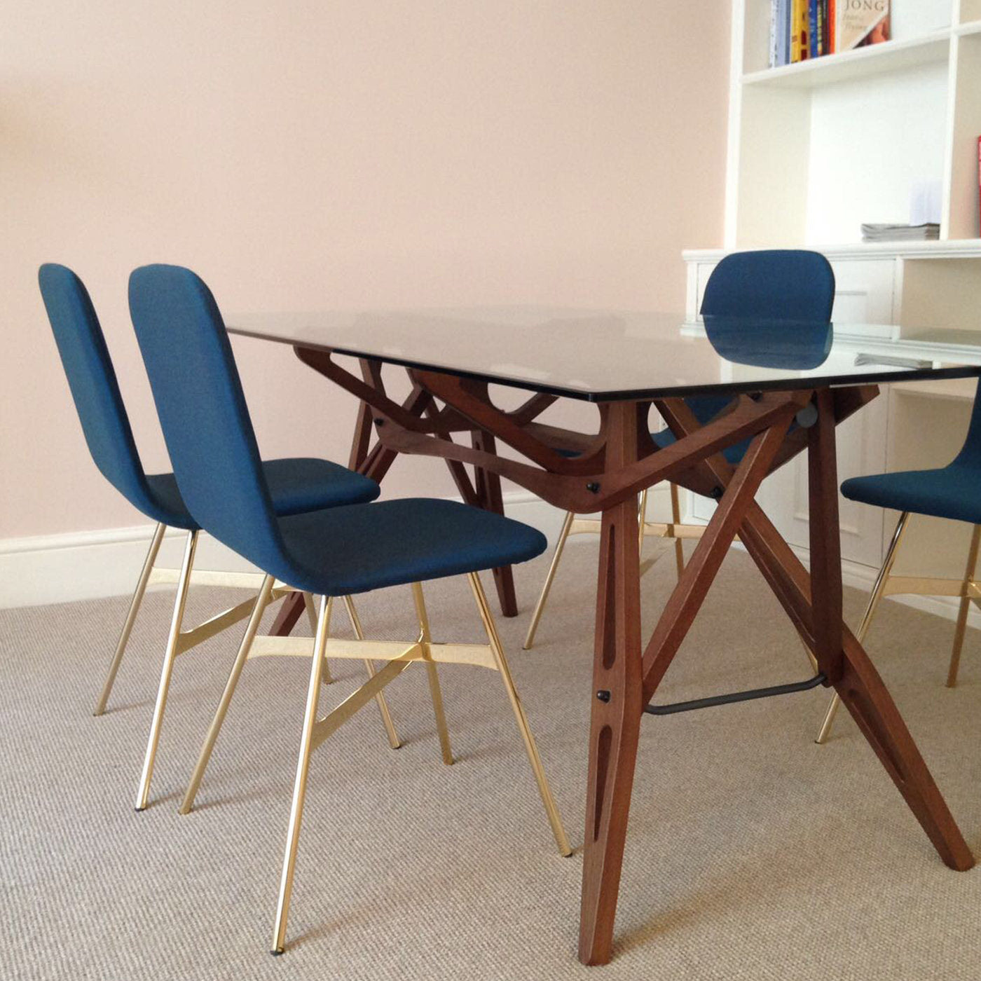 Tria Simple Gold Topiz Azur Blue Chair - Alternative view 1