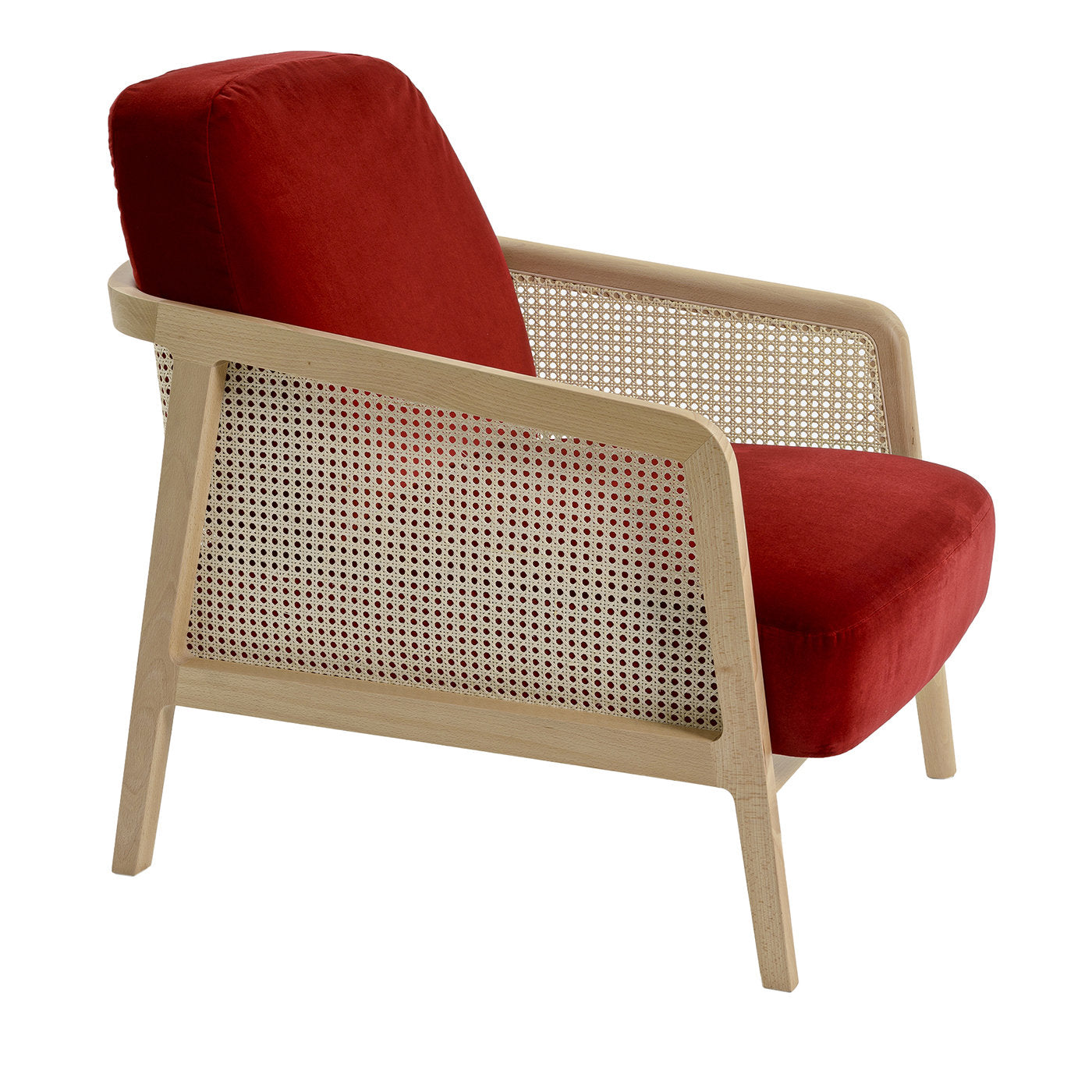 Vienna Lounge Natural Beech Red Armchair by Emmanuel Gallina - Main view