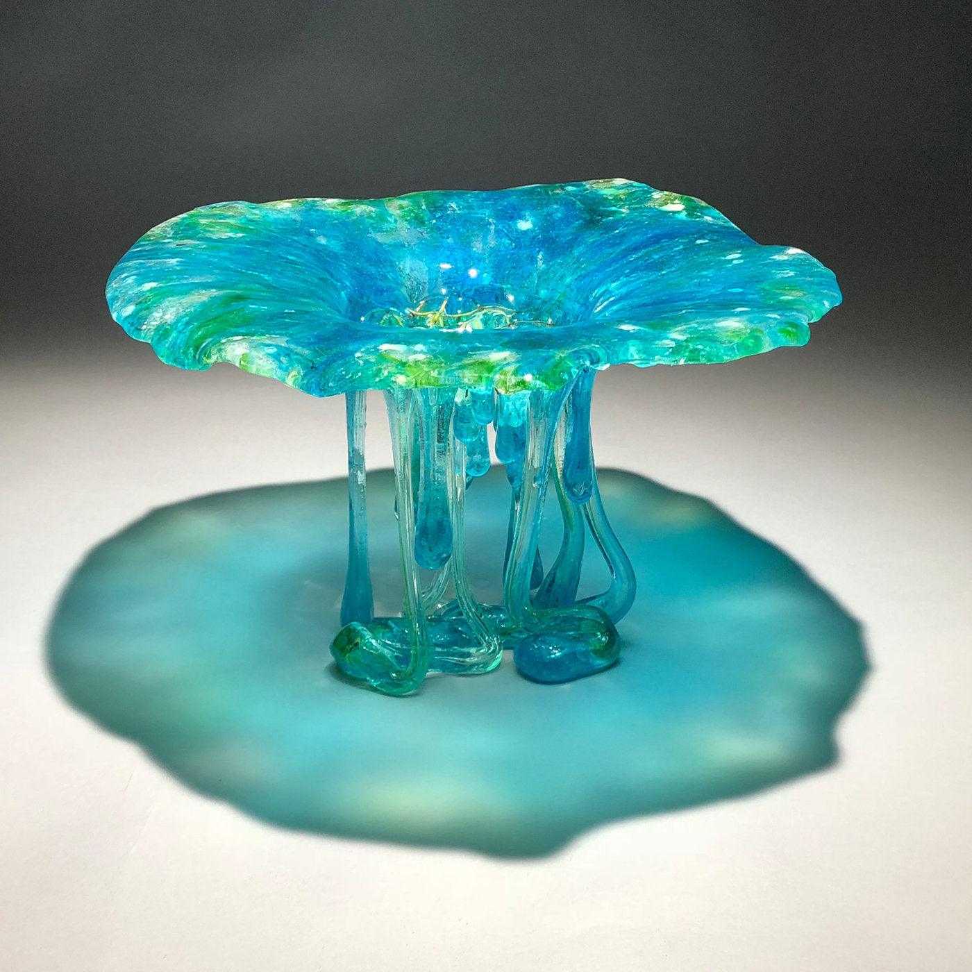 Turquoise Jellyfish Murano Glass Sculpture - Alternative view 1