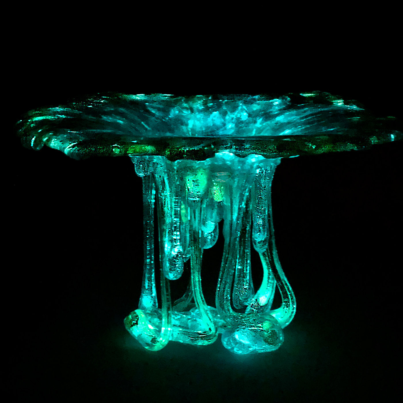 Turquoise Jellyfish Murano Glass Sculpture - Alternative view 2