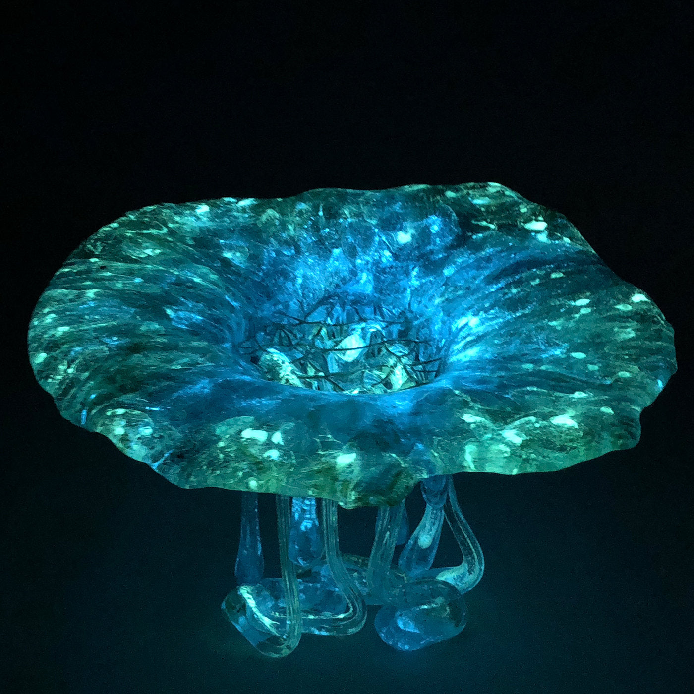Turquoise Jellyfish Murano Glass Sculpture - Alternative view 3