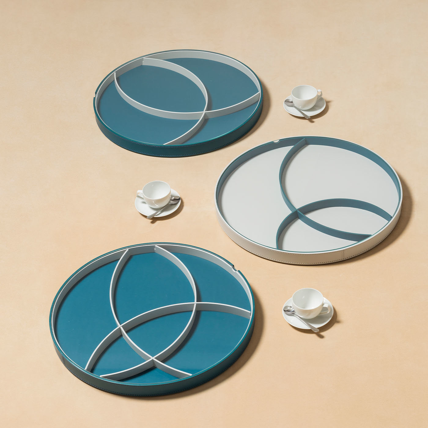 Orbit White Round Tray N. 1 with Dividers - Alternative view 1