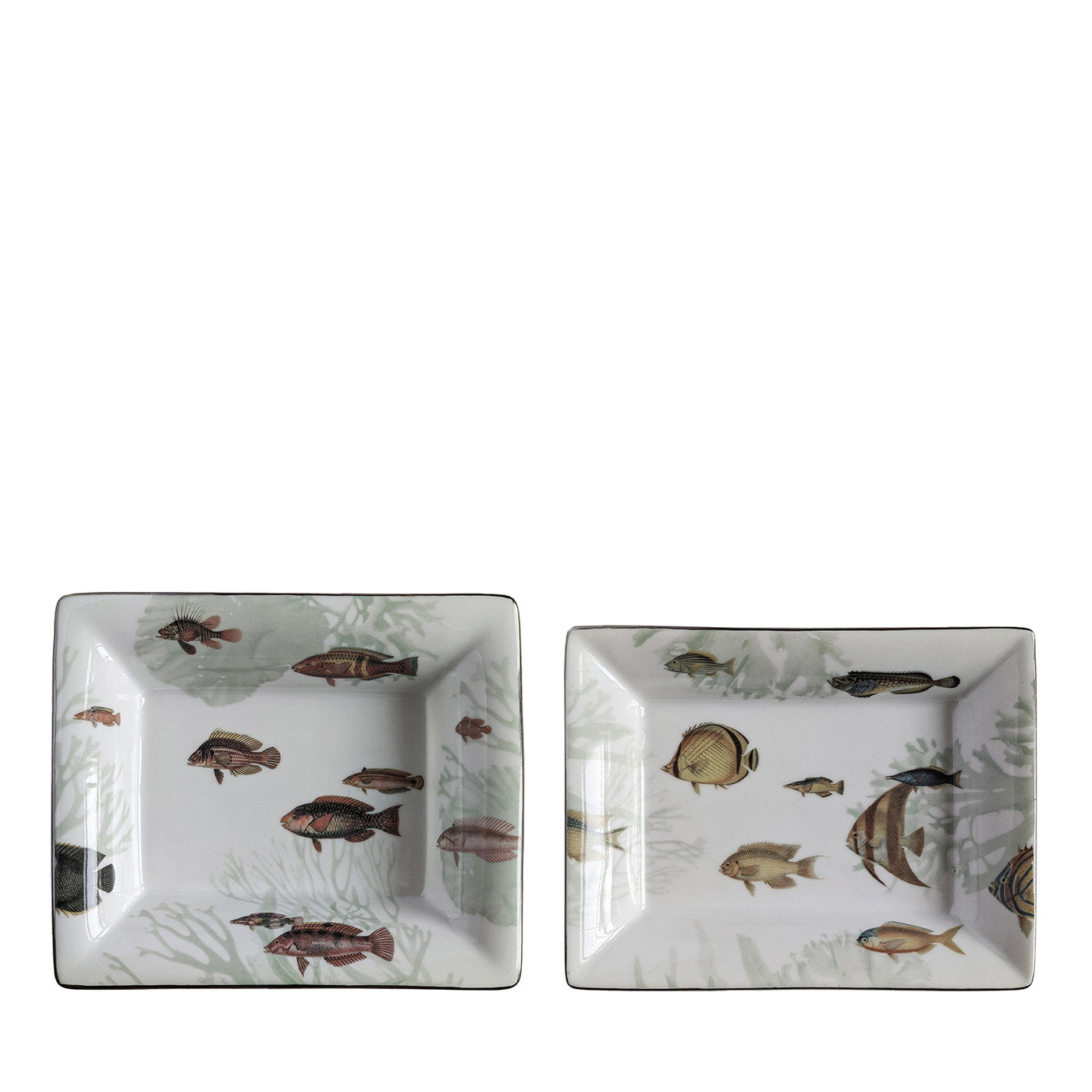 Amami Set Of Porcelain Ashtray And Vide-Poche With Tropical Fish - Main view