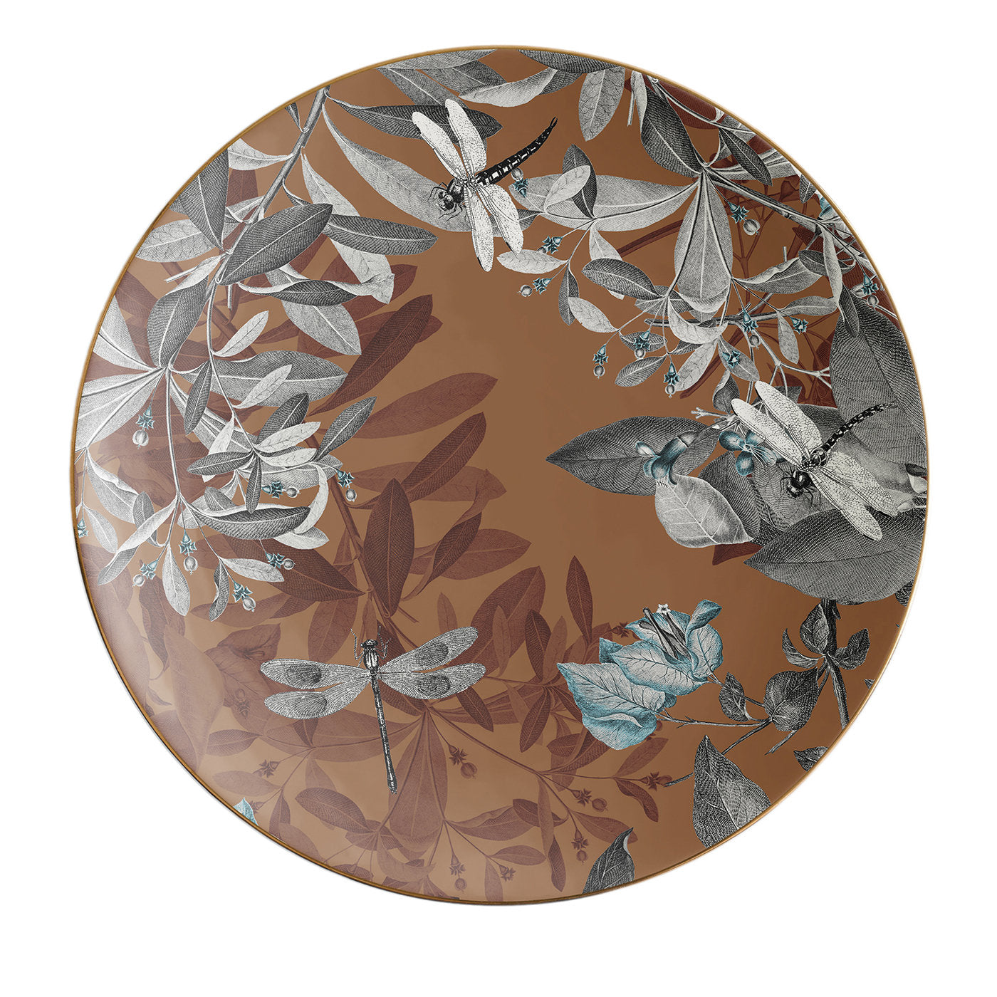Schwarzer Drache Pool Porzellan Teller mit Blättern #5 - Hauptansicht