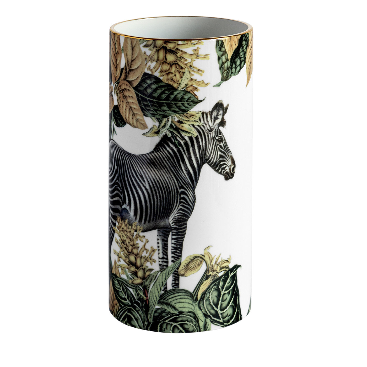 Vase cylindrique en porcelaine Animalia avec zèbre - Vue principale
