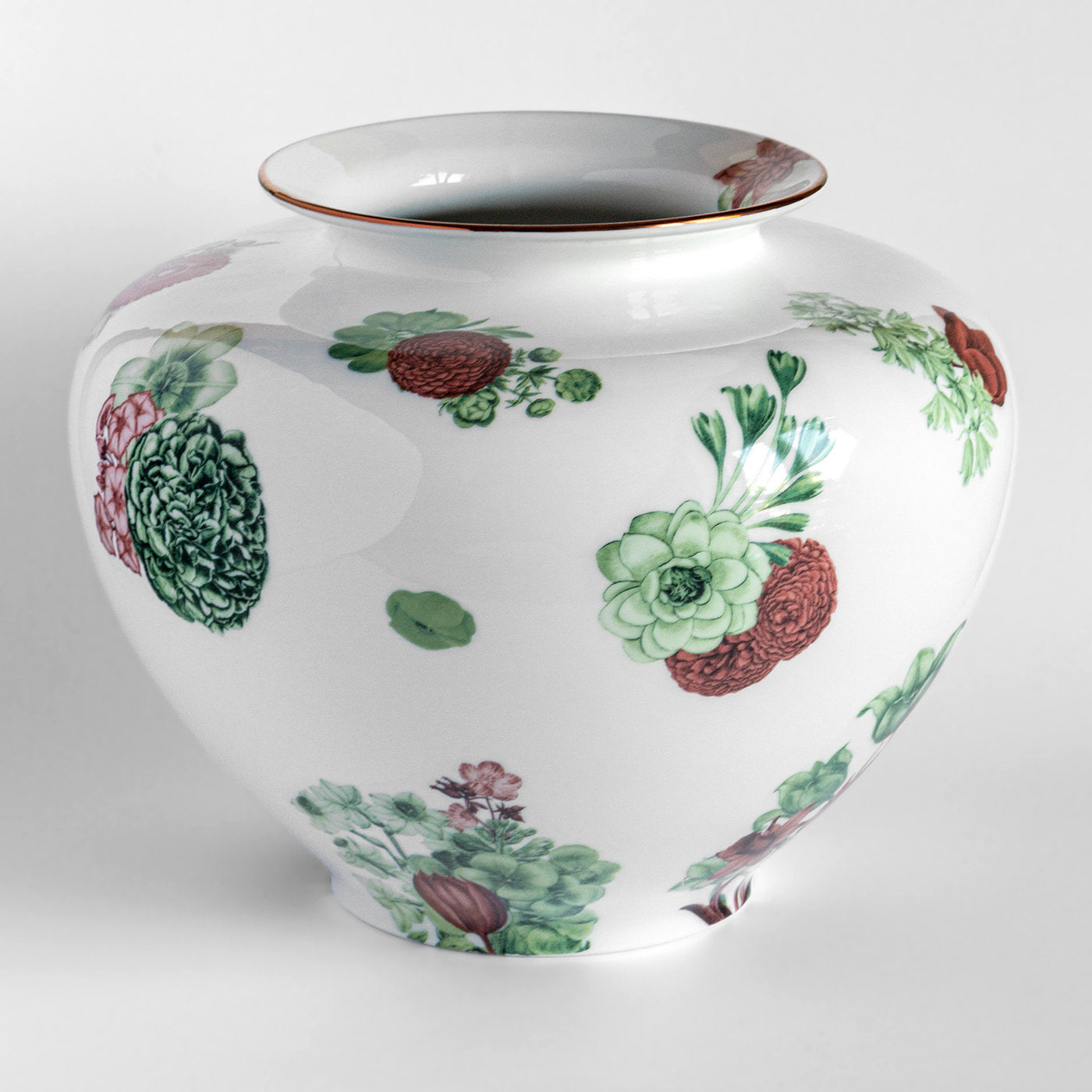 Amphora Porzellanvase mit grünen und roten Blumen H24Cm - Alternative Ansicht 1