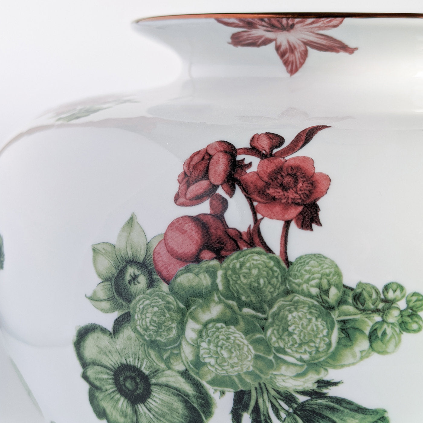 Amphora Porzellanvase mit grünen und roten Blumen H24Cm - Alternative Ansicht 4