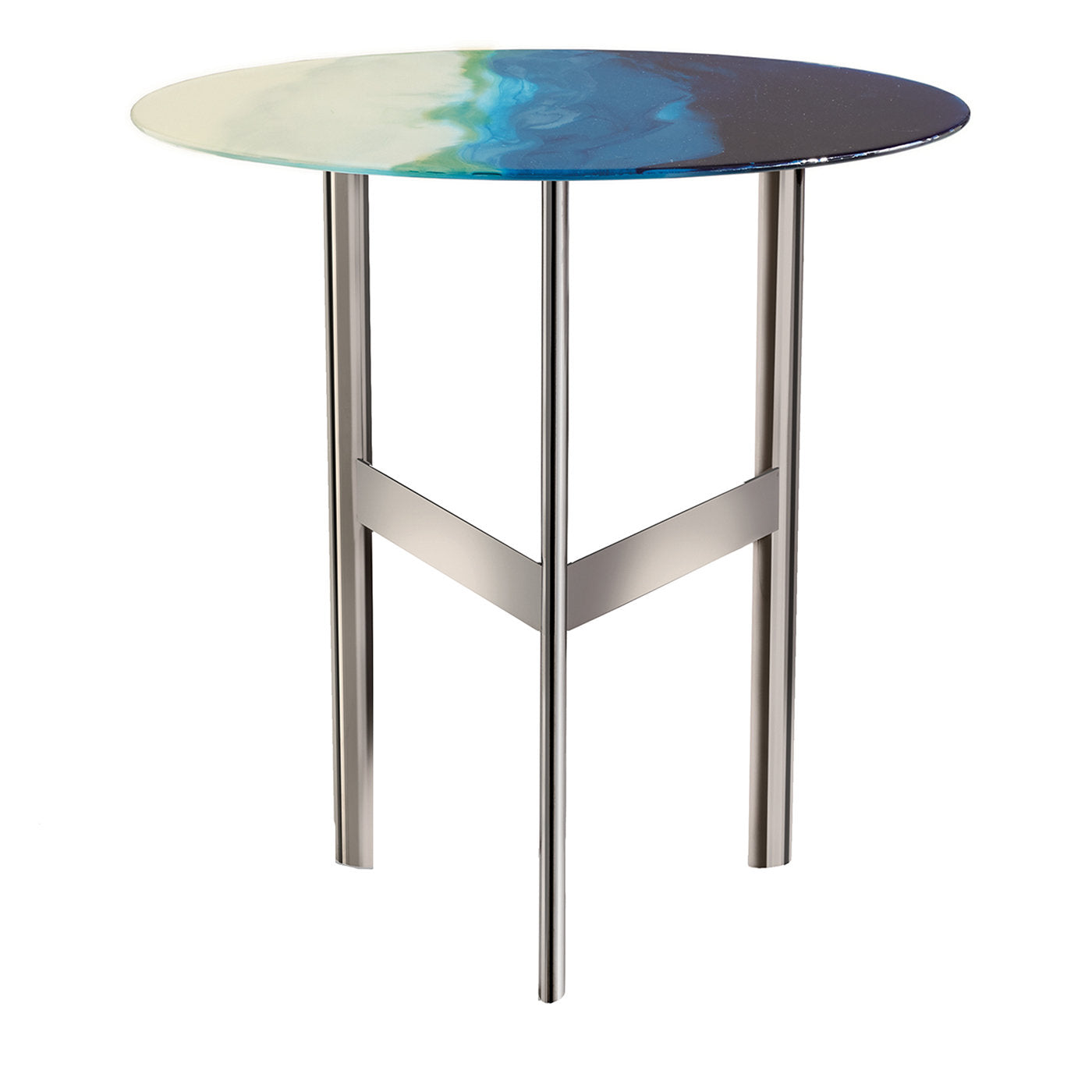 TABLE D'APPOINT BLEUE EN VERRE D'ART - Vue principale