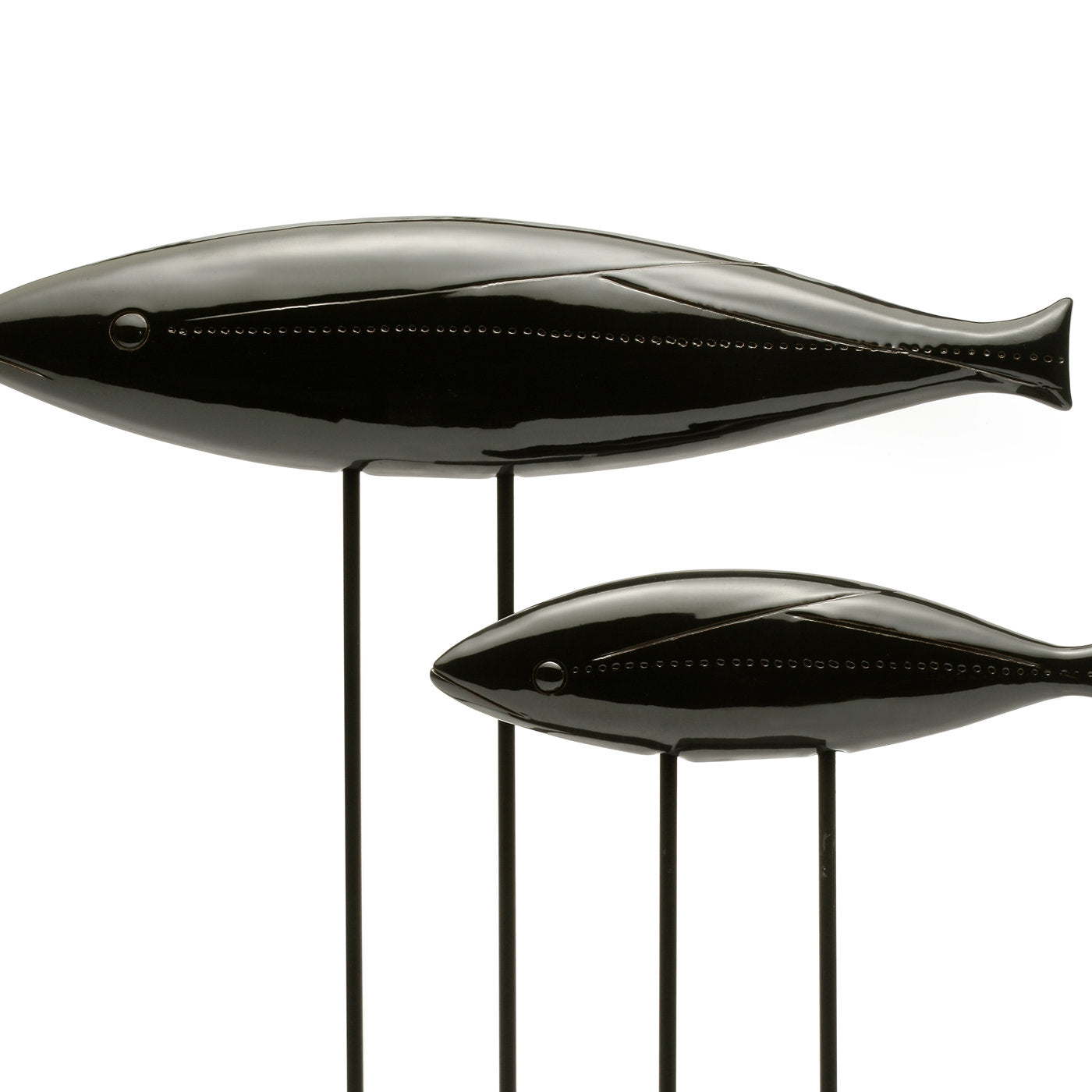 Set di 2 sculture di pesce nero di Aldo Londi - Vista alternativa 1