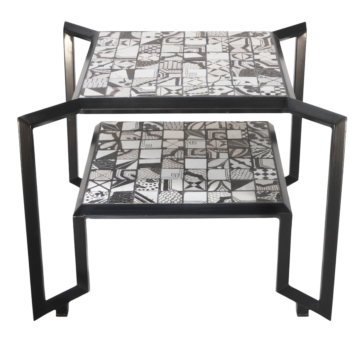 Black and White Spider Mosaic Tile Table - Main view
