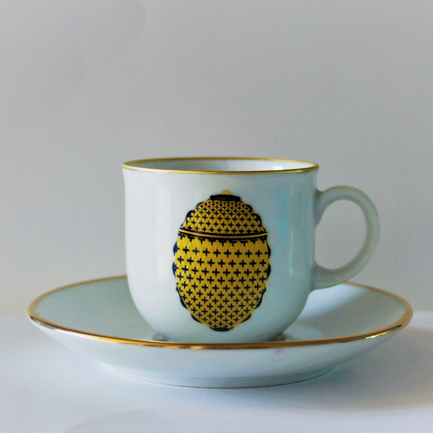 UOVO Yellow Coffee Cup with saucer - Set of 4 - Alternative view 1