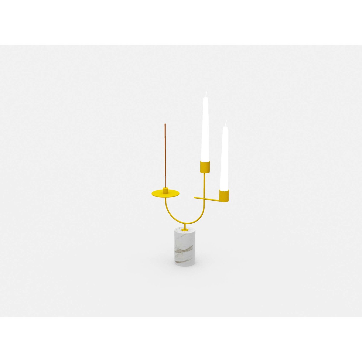 Equilibrista Weiß Carrara und Gelb Kerzen- und Räucherstäbchenhalter - Alternative Ansicht 1
