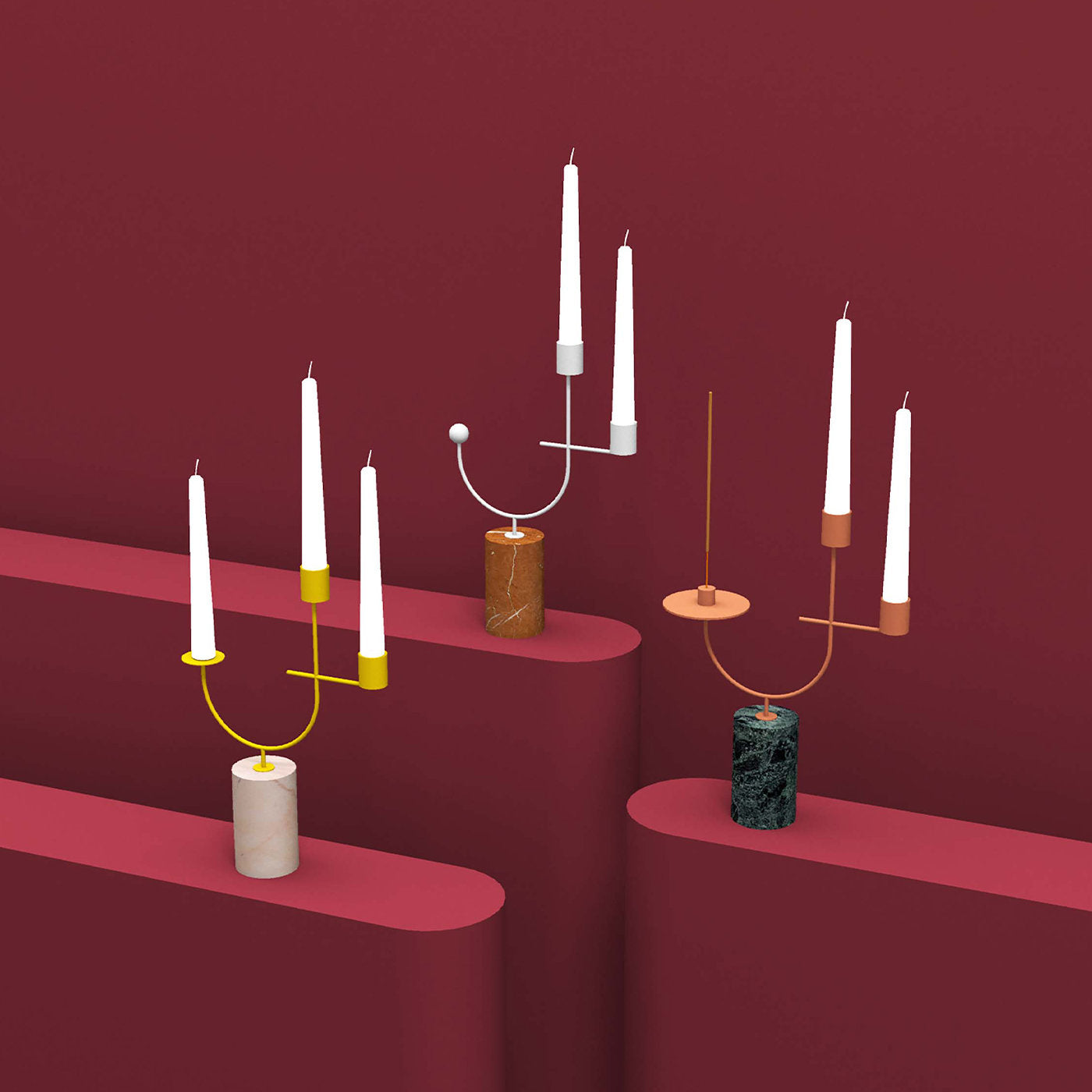 Equilibrista Red Alicante and White Candle Holder - Alternative view 1