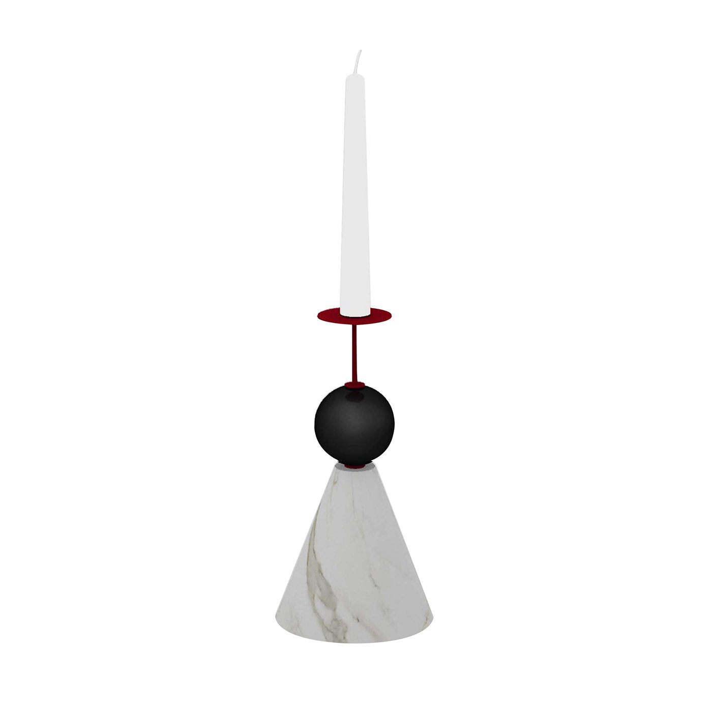 Bougeoir conique Raccontami Blanc Carrara, Noir et Rouge - Vue principale