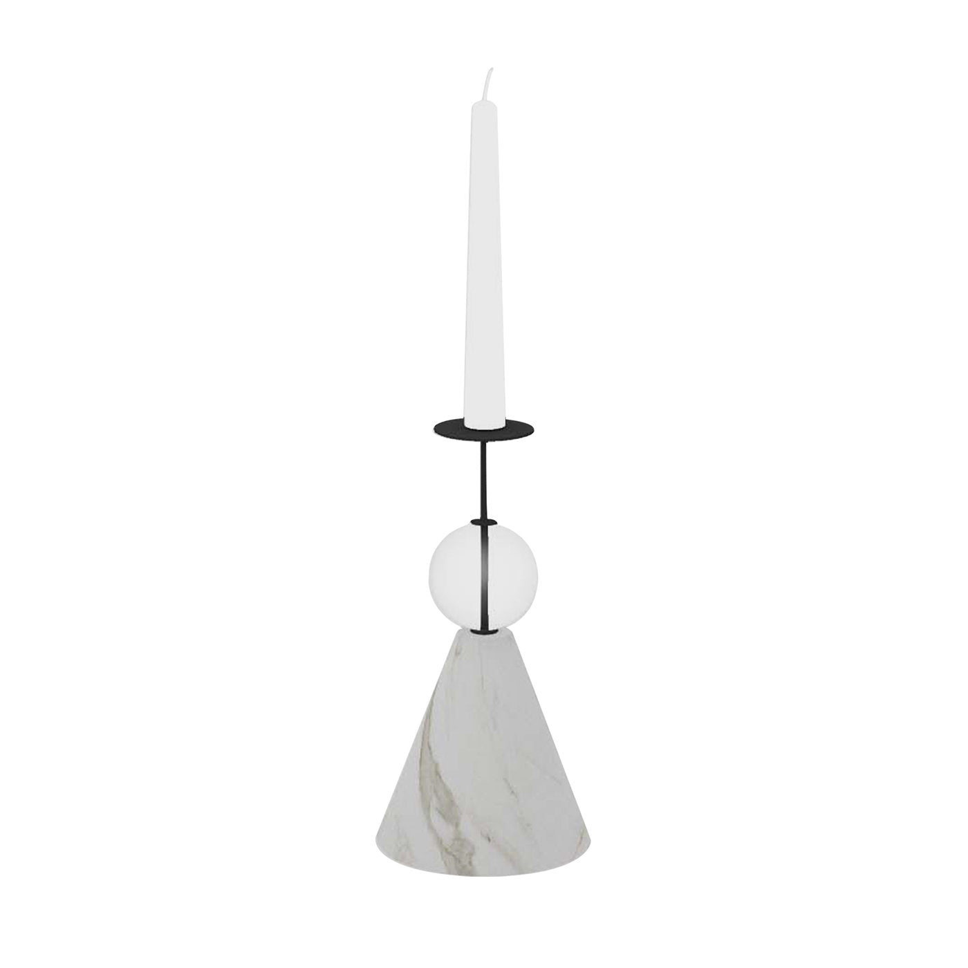 Raccontami White Carrara, Black and Transparent Candle Holder - Main view