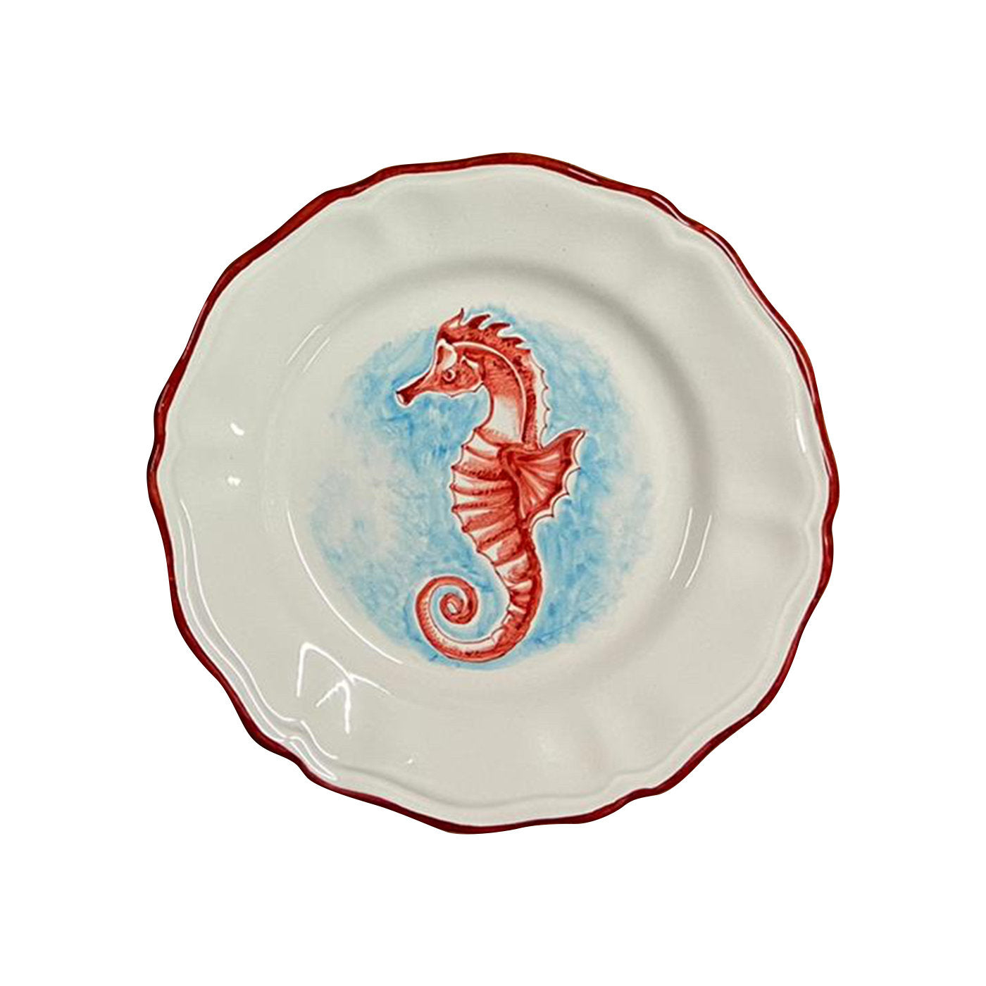 LA MENAGERIE D'ÉTÉ - PIATTO IN CERAMICA DIPINTO A MANO A FORMA DI CAVALLUCCIO MARINO - Vista principale