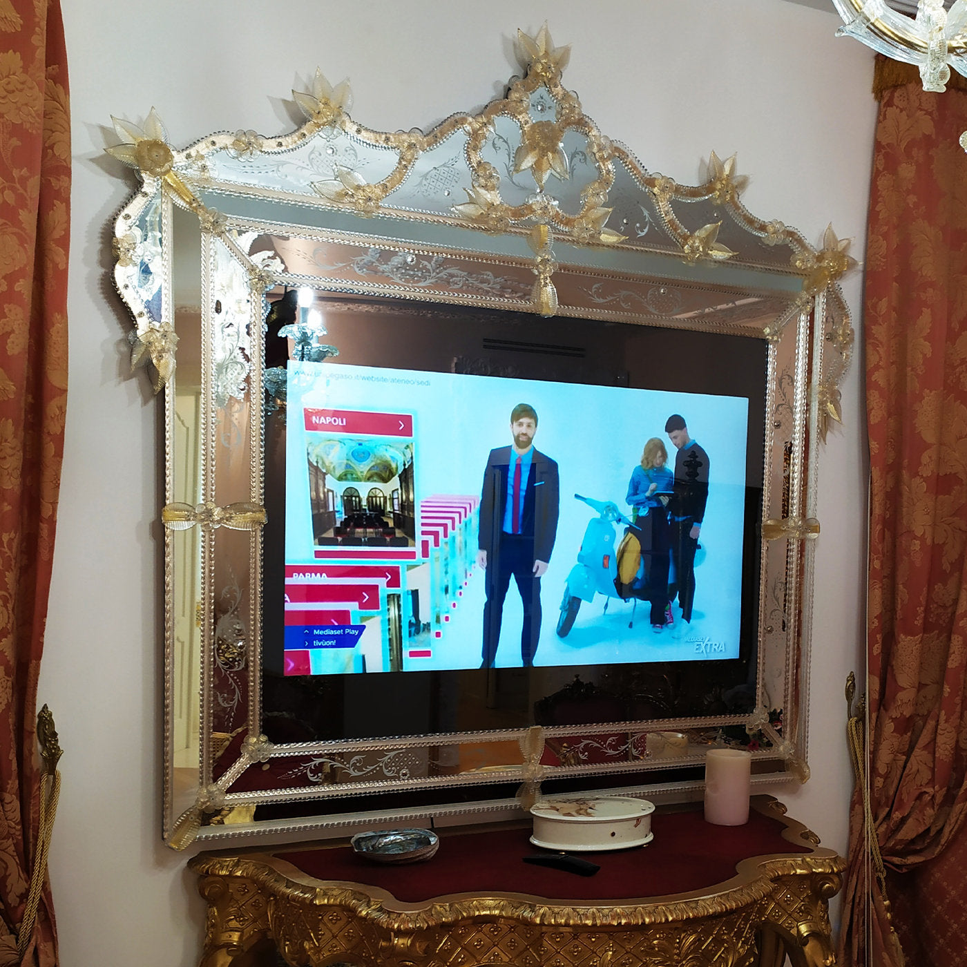 Andrea Polo Murano Glass Mirror with TV - Alternative view 3