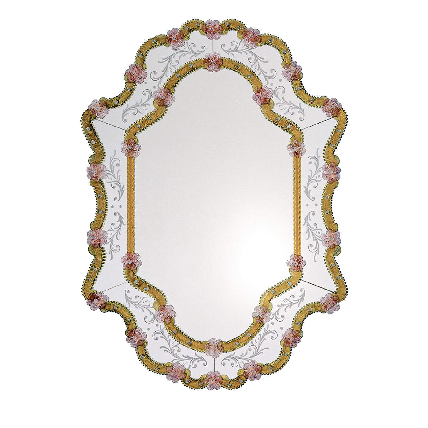 Vetrai Amber/Pink Murano Glass  Mirror - Main view
