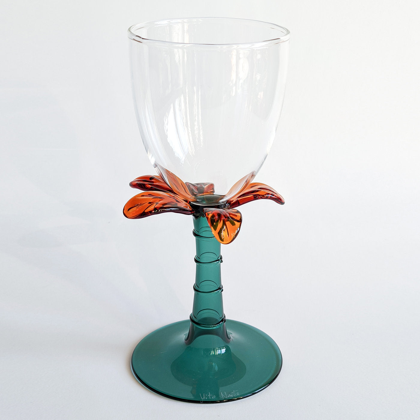 Las Palmas Set Of 6 Blown Glass Wine Glasses With Palm Tree Shape - Alternative view 2