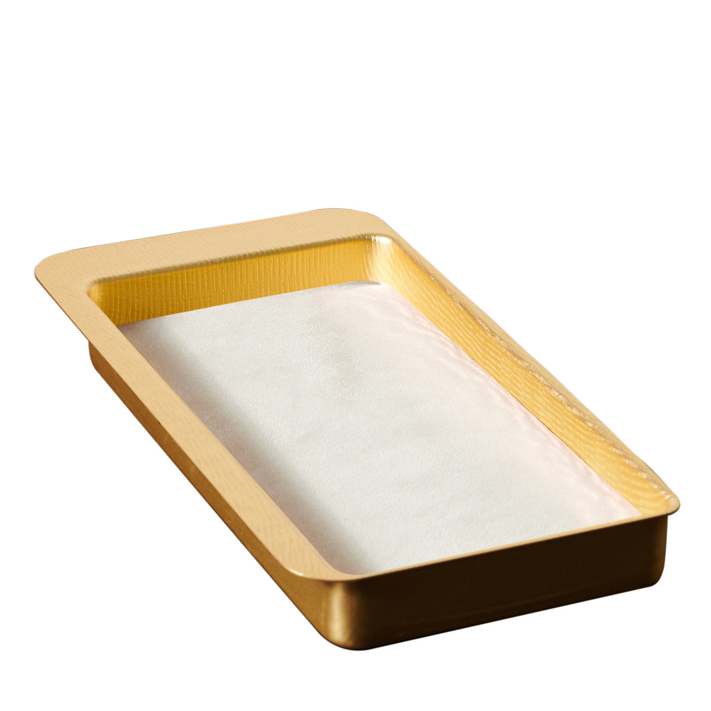Firenze Rectangular Gold and Cream White Empty Pocket Tray - Main view