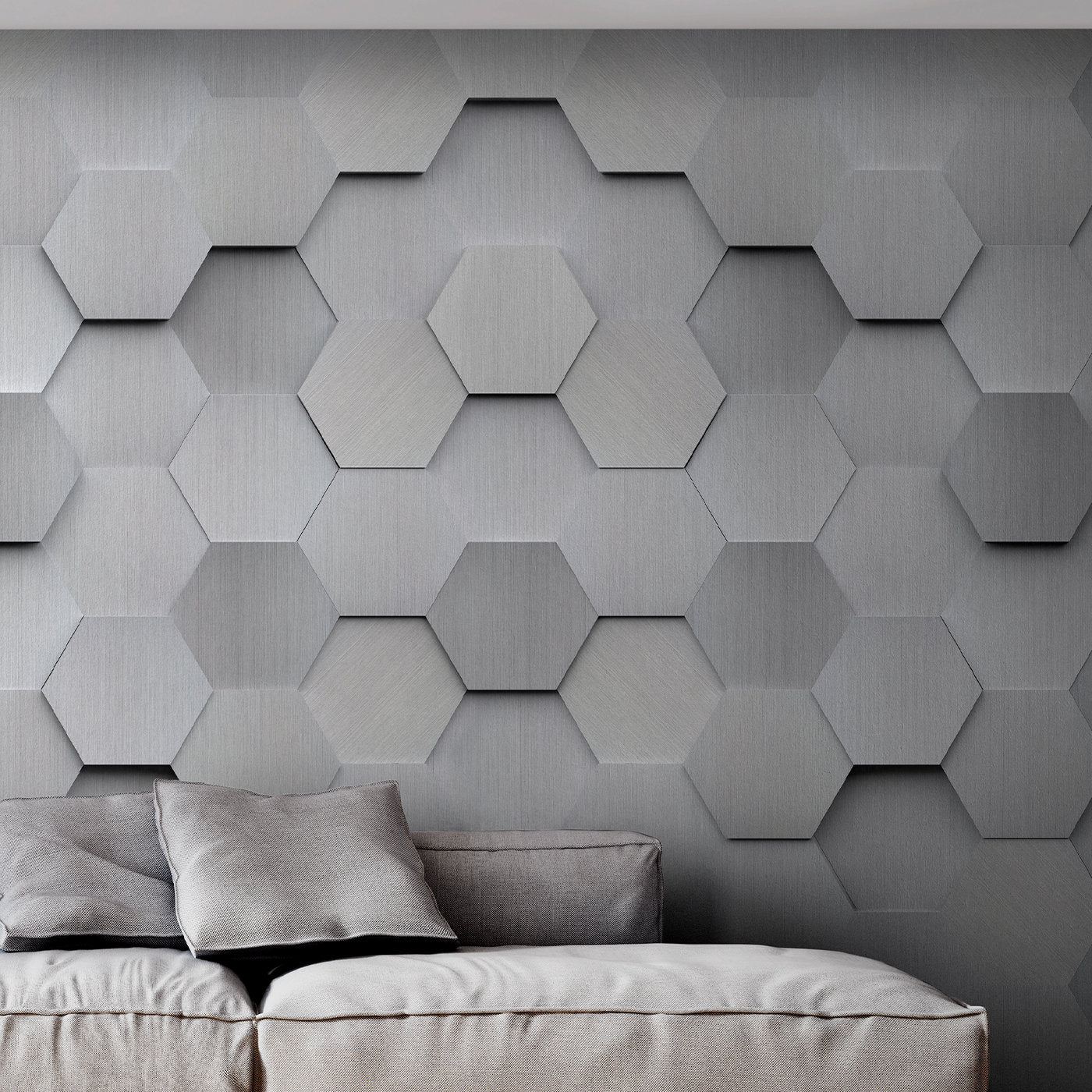 Silver Hexagon Textured Wallpaper - Alternative view 1
