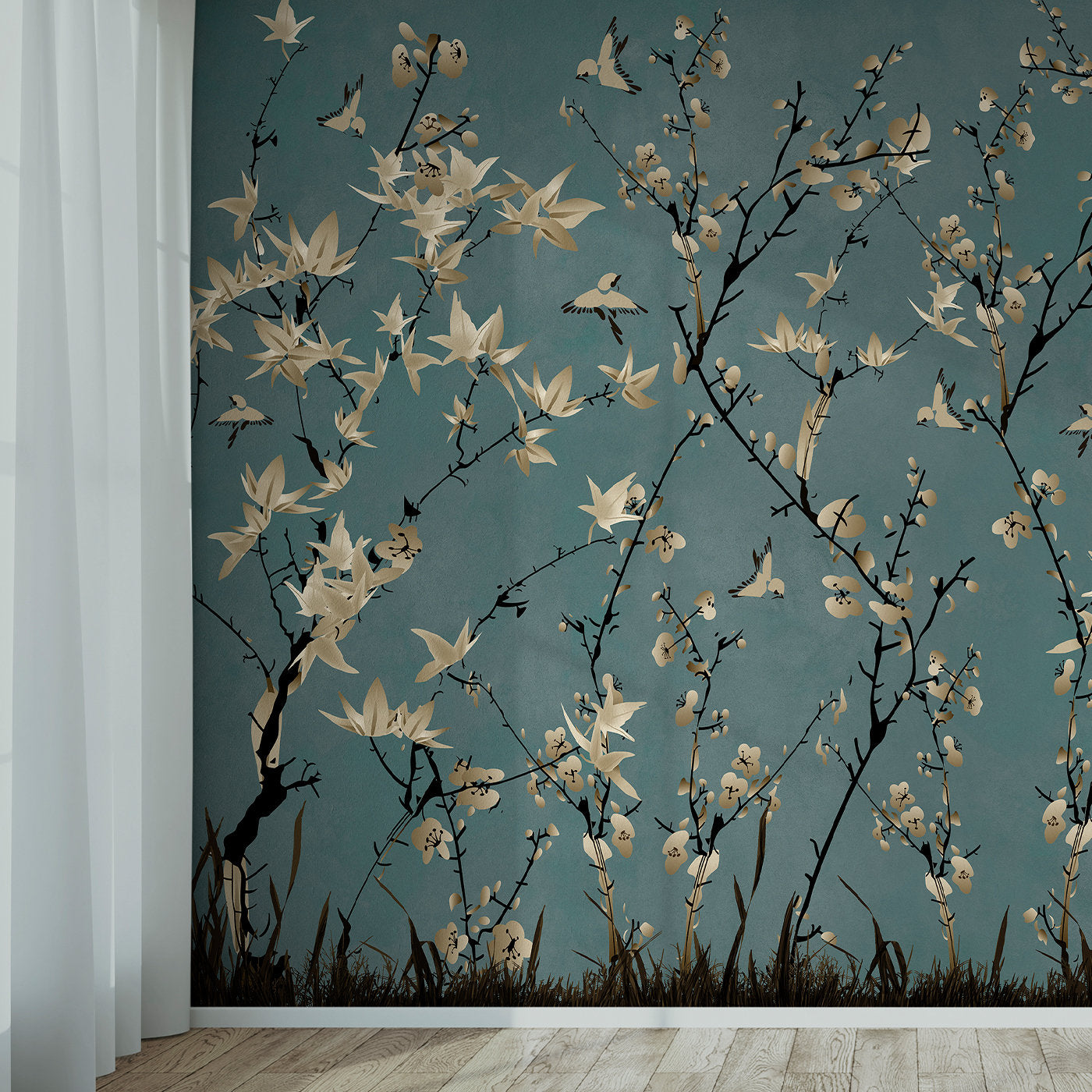 golden leaves textured wallpaper - Alternative view 1