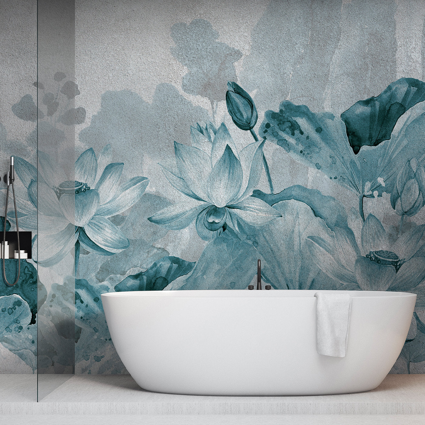 Blue Flowers textured wallpaper - Alternative view 1